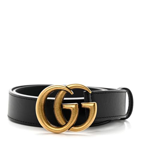 GUCCI Moon Calfskin Double G 30mm Belt 75 30 Black